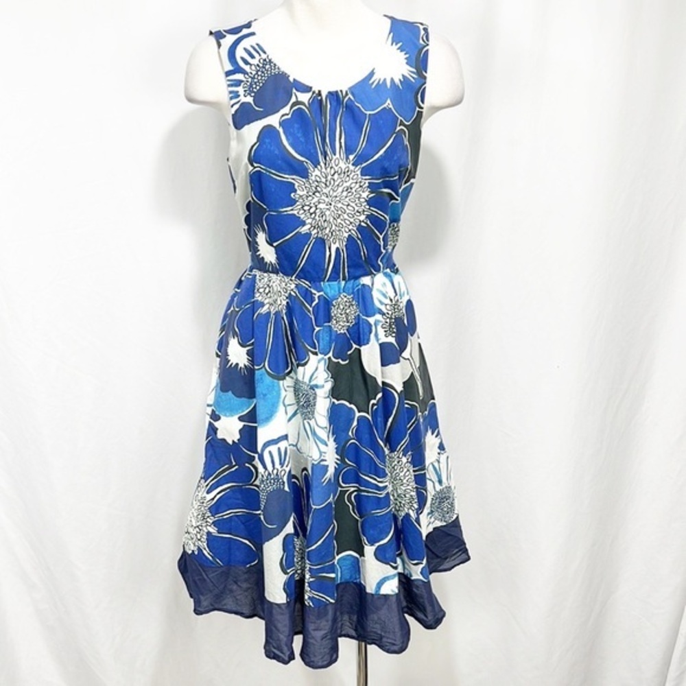 ModCloth Verve for Versailles blue floral fit and flare dress size Small - Picture 2 of 13